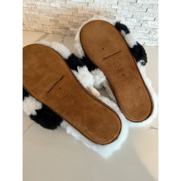 Ariana Bohling Chess Alpaca Slippers Black and White Size M Womens 7 8 NEW - Picture 4 of 4